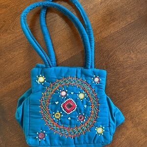 Boho style Teal mirrored purse